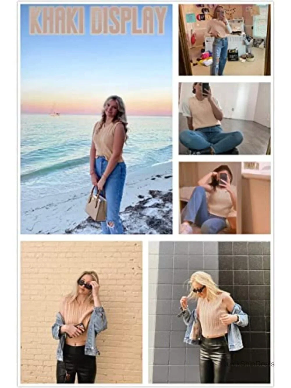 Women's Sleeveless Sweater Vest Cropped Knit Argyle V-Neck Tank Top